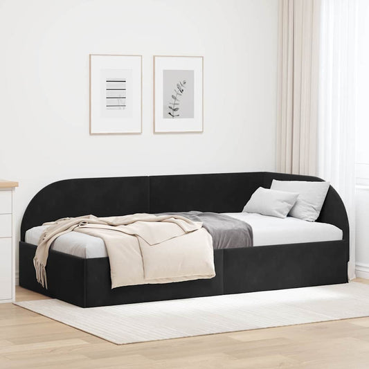Cornice del letto ad angolo Nero 80 cm x 200 cm Velluto | homemem39