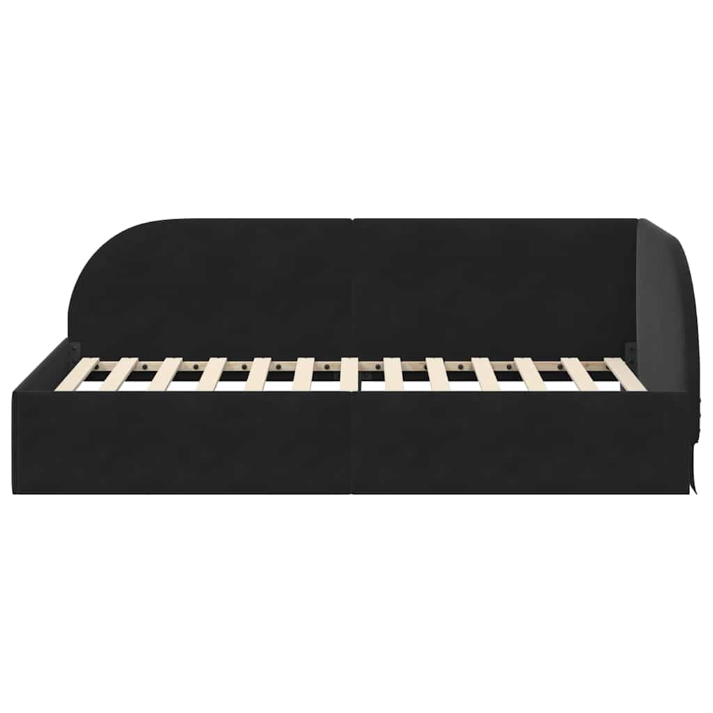 Cornice del letto ad angolo Nero 80 cm x 200 cm Velluto | homemem39