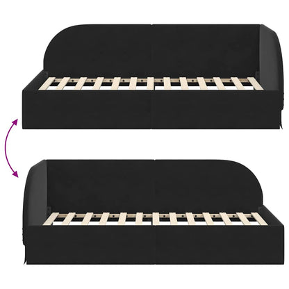 Cornice del letto ad angolo Nero 80 cm x 200 cm Velluto | homemem39