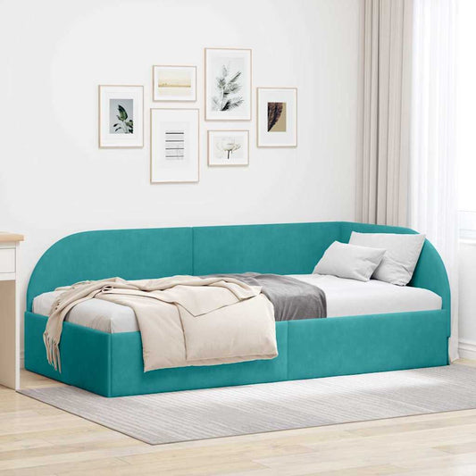Cornice del letto ad angolo Turchese 80 cm x 200 cm Velluto | homemem39