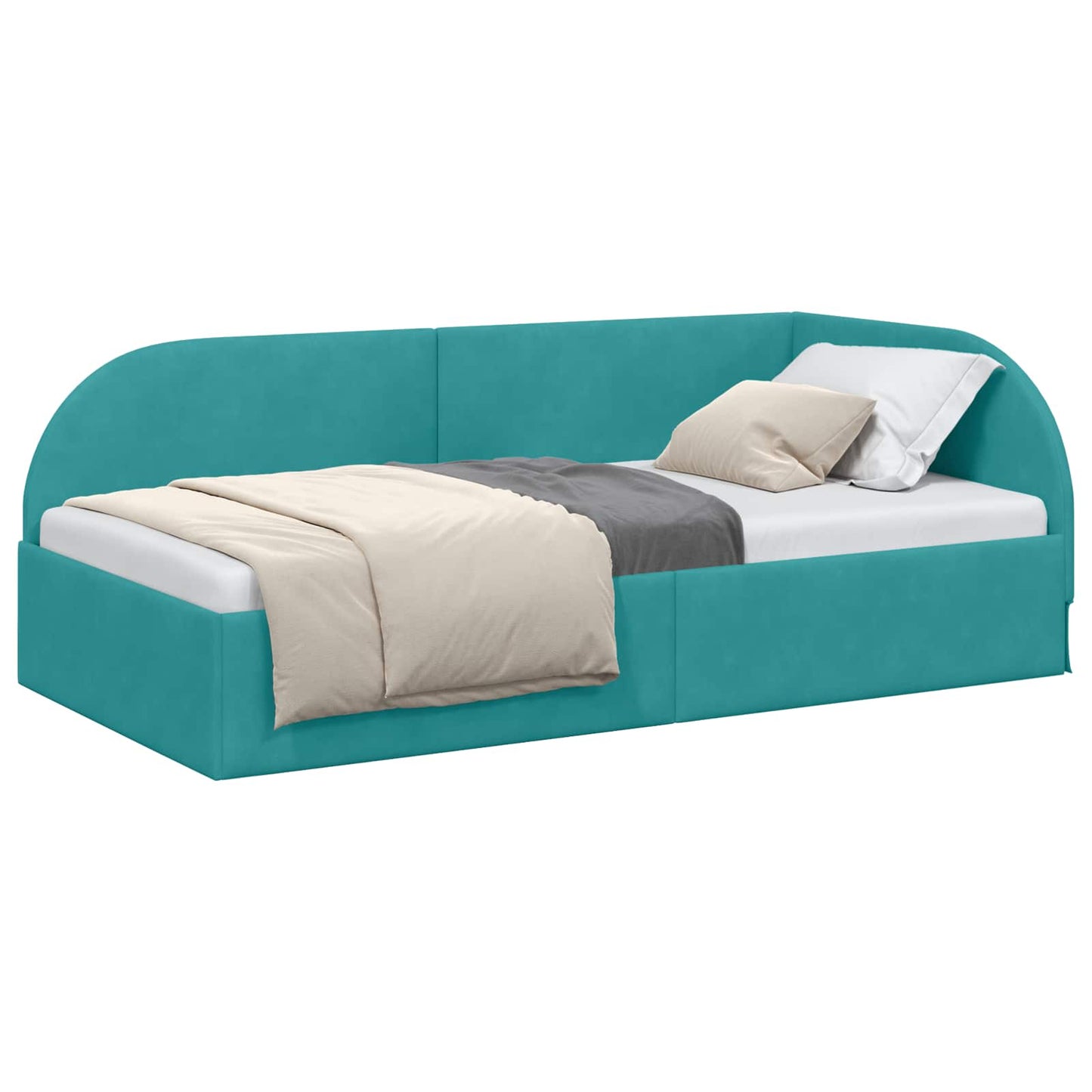 Cornice del letto ad angolo Turchese 80 cm x 200 cm Velluto | homemem39