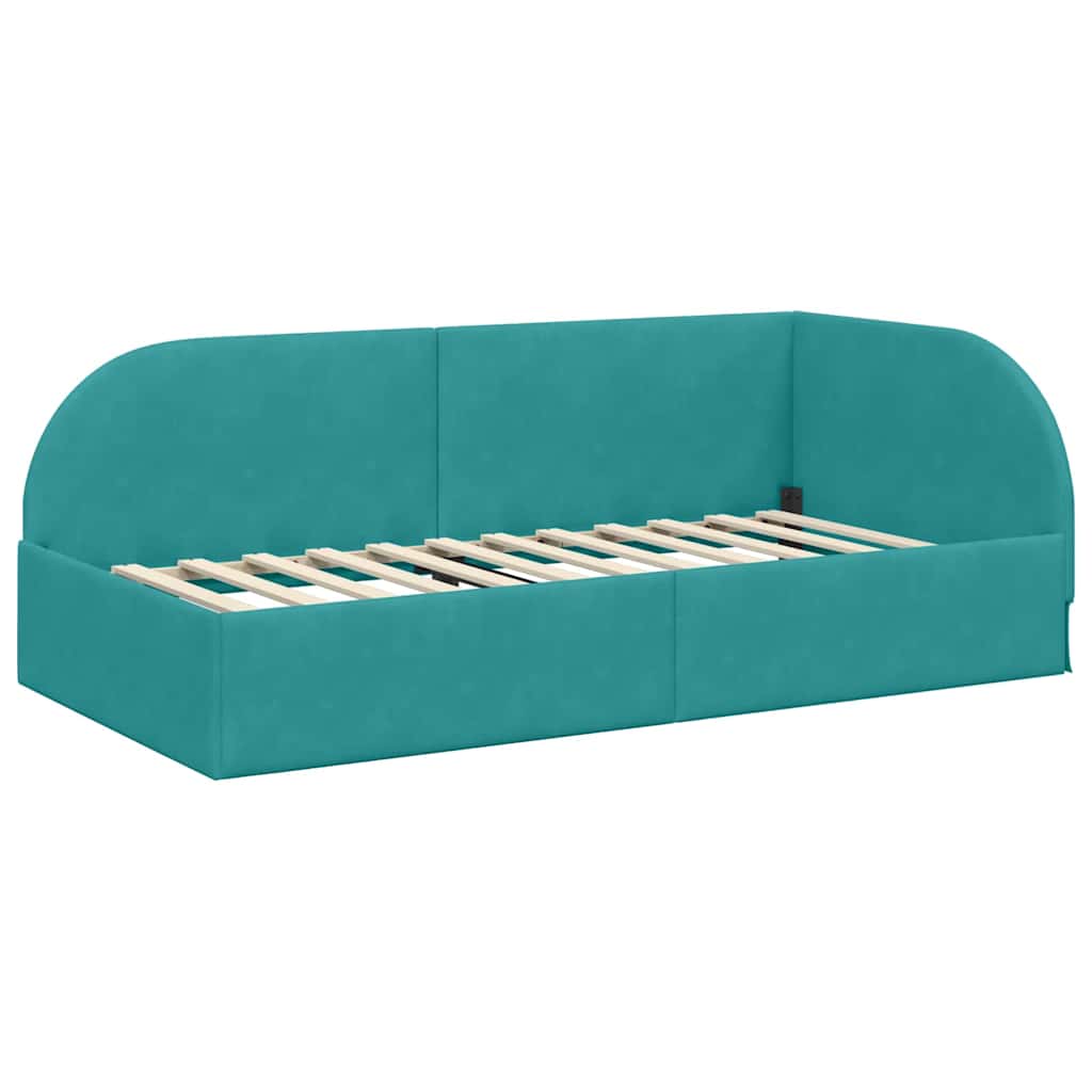 Cornice del letto ad angolo Turchese 80 cm x 200 cm Velluto | homemem39