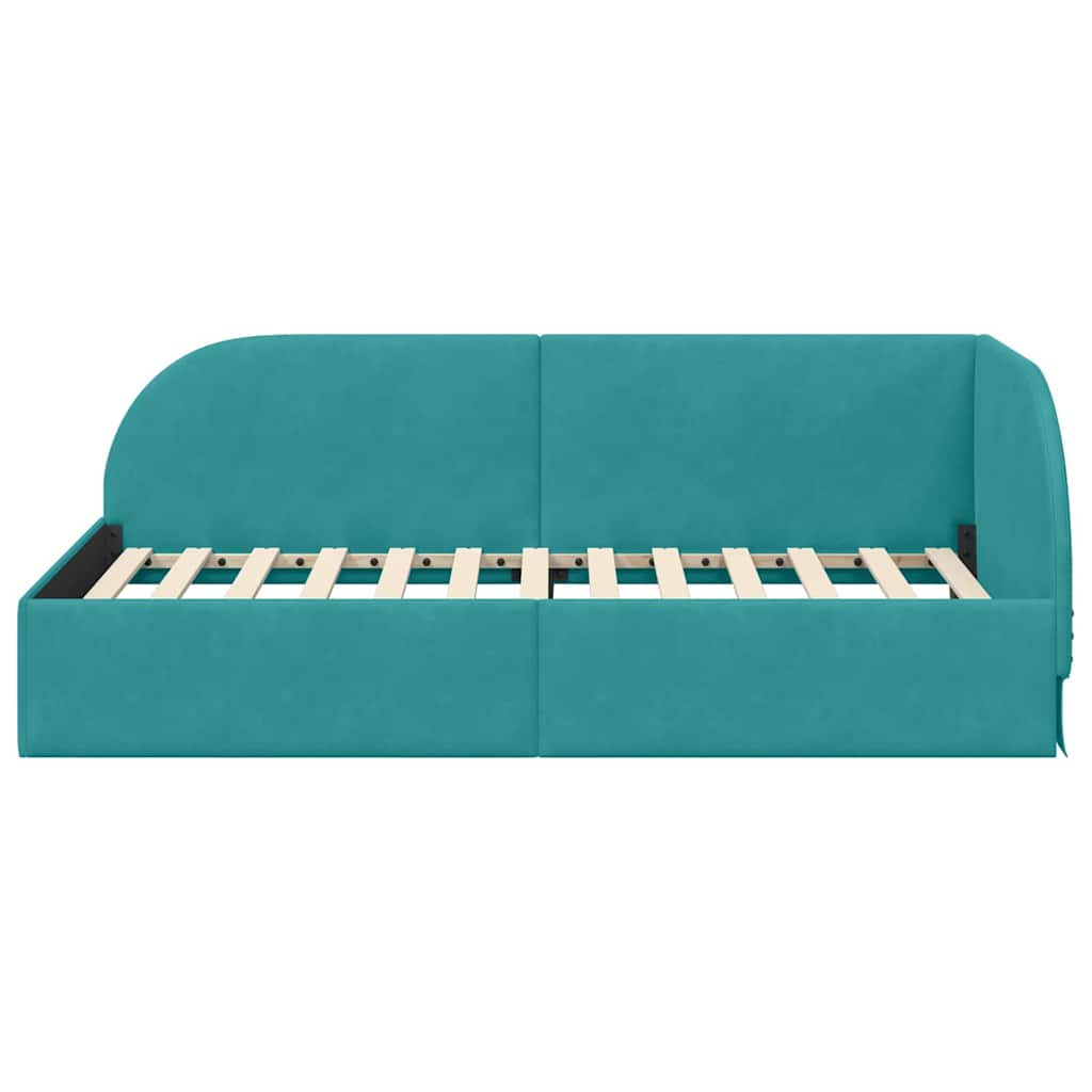 Cornice del letto ad angolo Turchese 80 cm x 200 cm Velluto | homemem39