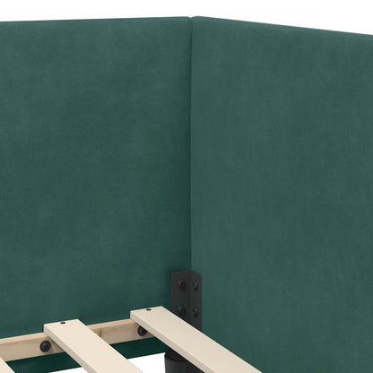 Cornice del letto ad angolo Verde Scuro 90 cm x 190 cm Velluto
