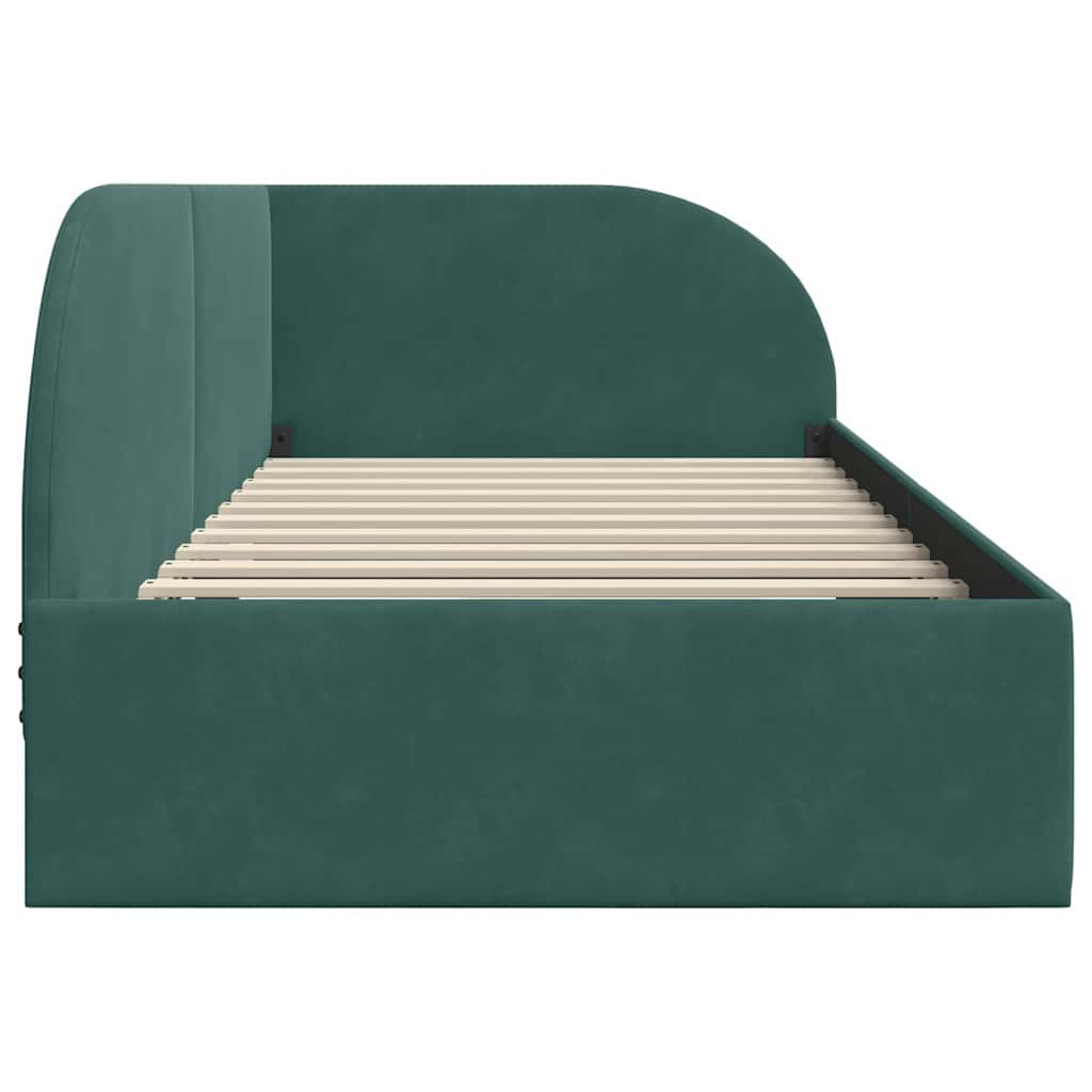 Cornice del letto ad angolo Verde scuro 90 x 190 cm Velluto