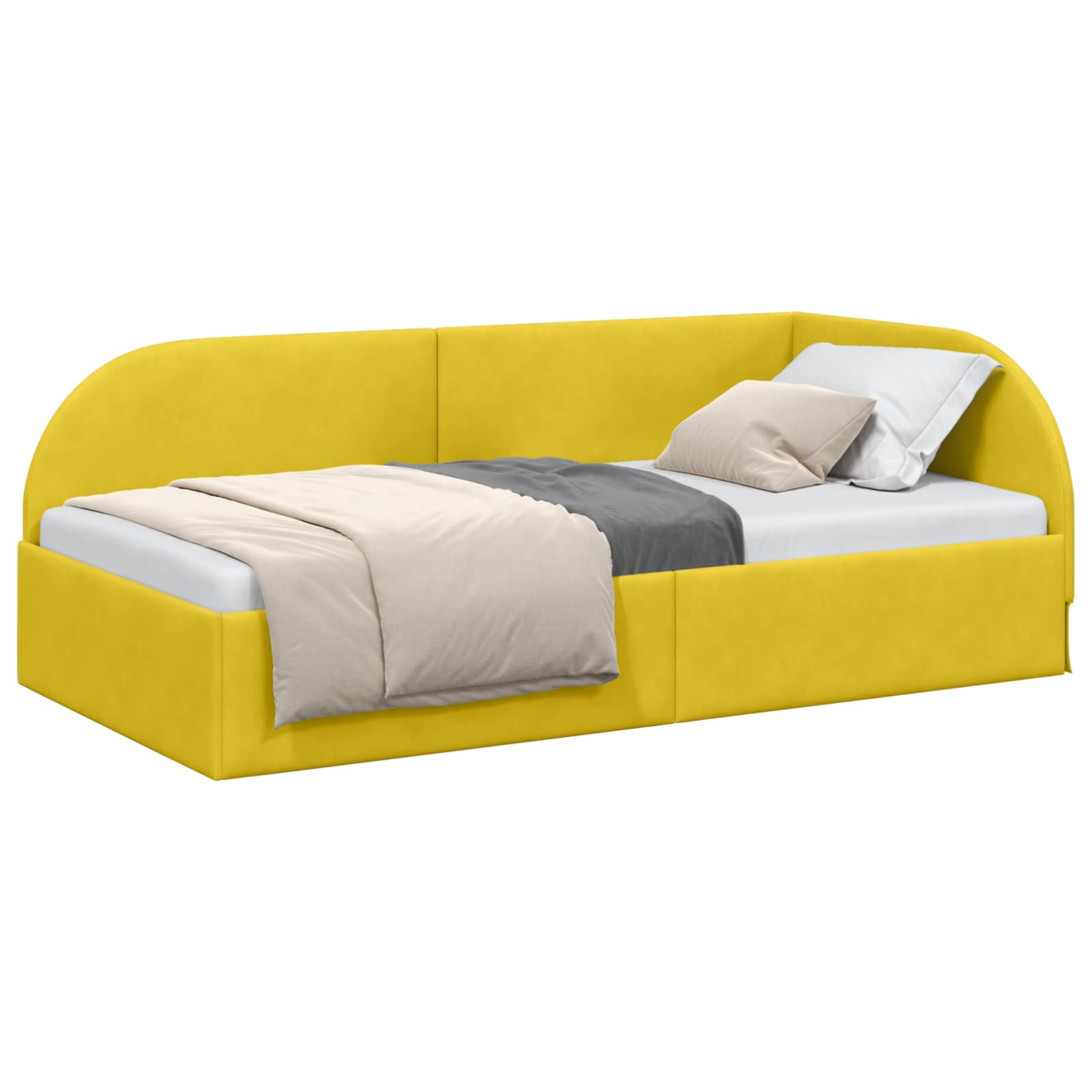 Cornice del letto ad angolo Giallo 90 cm x 190 cm Velluto | homemem39