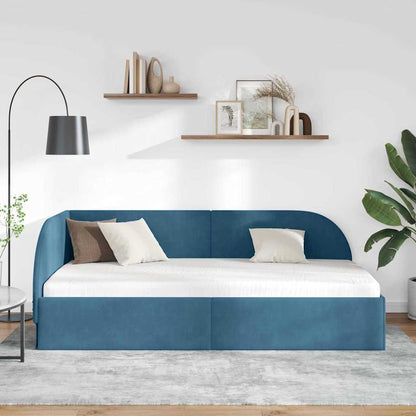 Cornice del letto ad angolo Blu 90 cm x 200 cm Velluto | homemem39