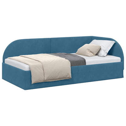 Cornice del letto ad angolo Blu 90 cm x 200 cm Velluto | homemem39