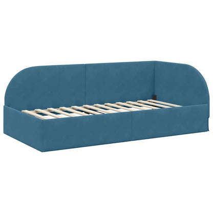 Cornice del letto ad angolo Blu 90 cm x 200 cm Velluto | homemem39
