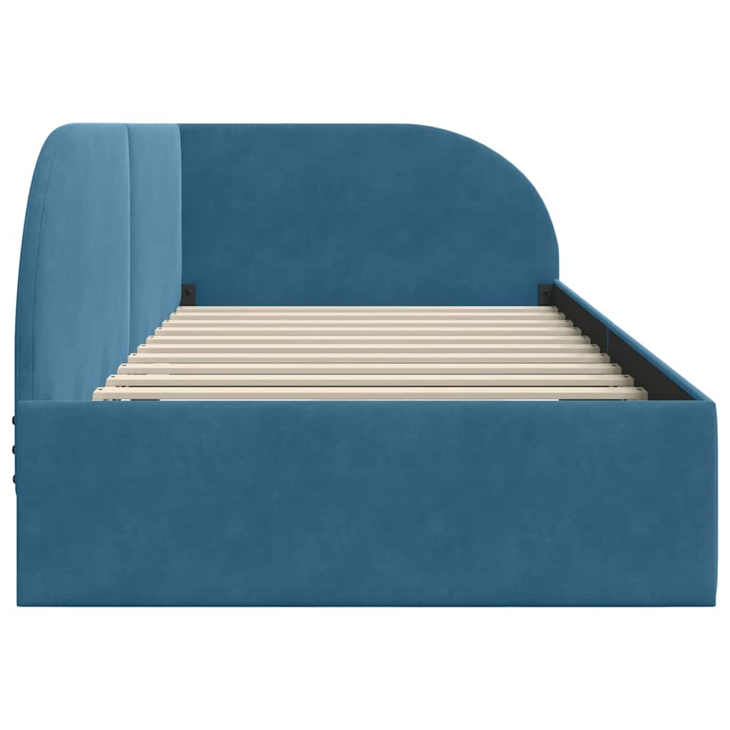 Cornice del letto ad angolo Blu 90 cm x 200 cm Velluto | homemem39
