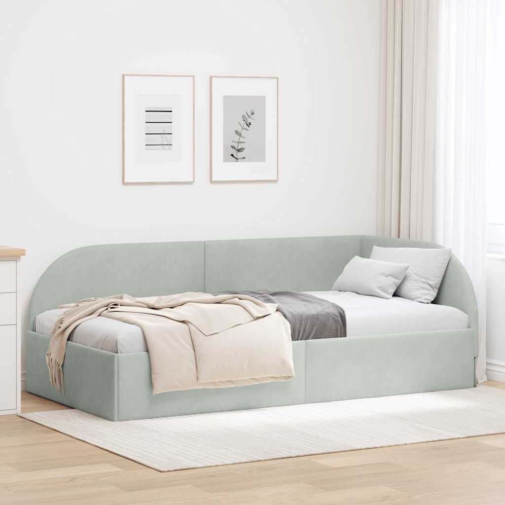 Cornice del letto ad angolo Grigio chiaro 90 cm x 200 cm | homemem39