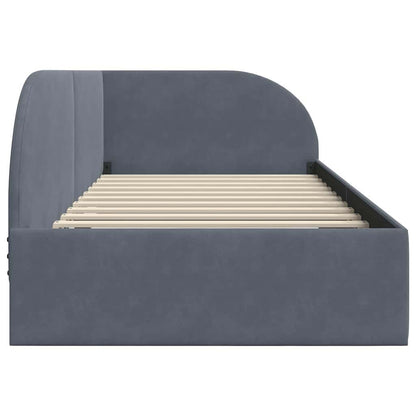 Cornice del letto ad angolo Grigio scuro 90 cm x 200 cm Velluto | homemem39