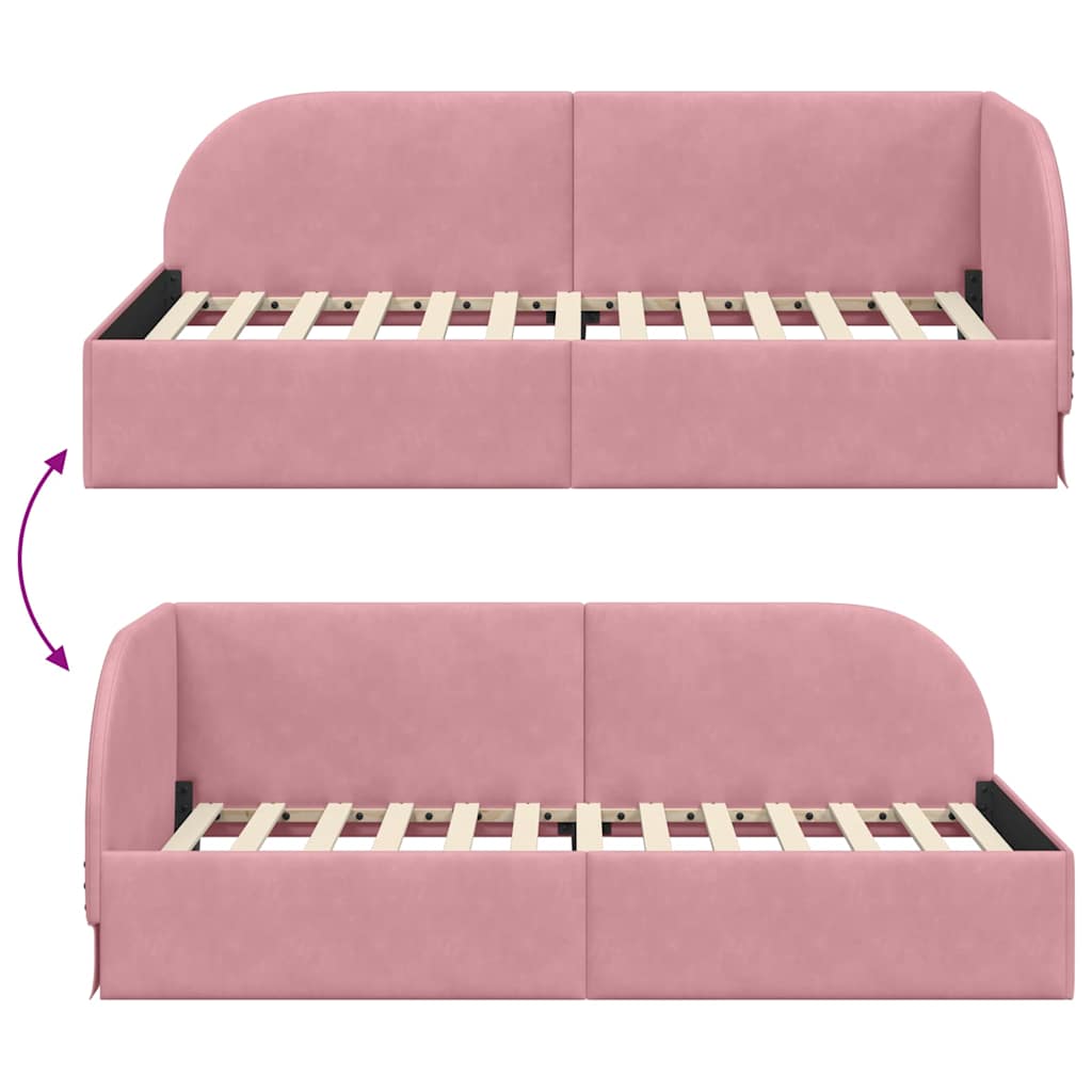 Cornice del letto ad angolo Rosa 90 cm x 200 cm Velluto | homemem39