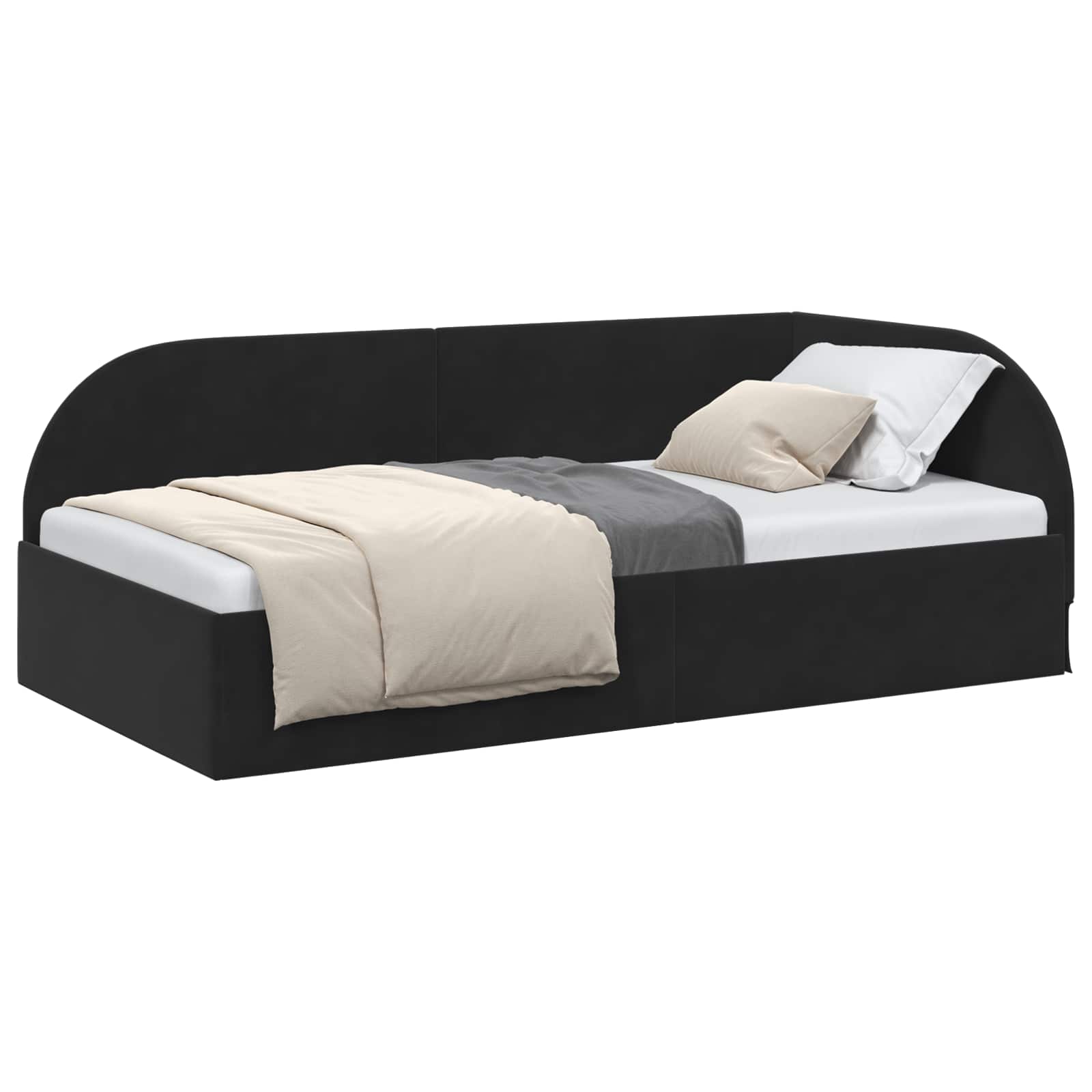 Cornice del letto ad angolo Nero 90 cm x 200 cm Velluto | homemem39