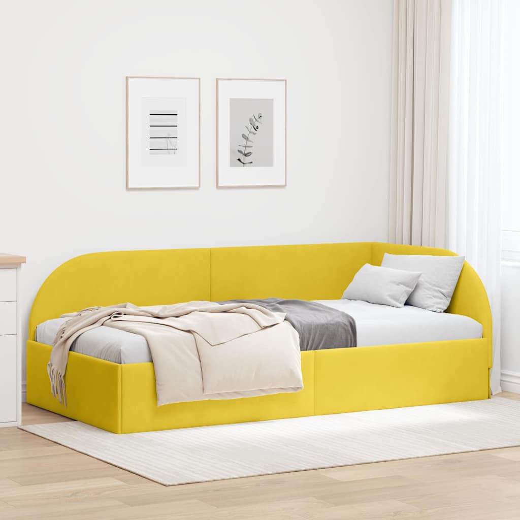 Cornice del letto ad angolo Giallo 90 cm x 200 cm Velluto | homemem39