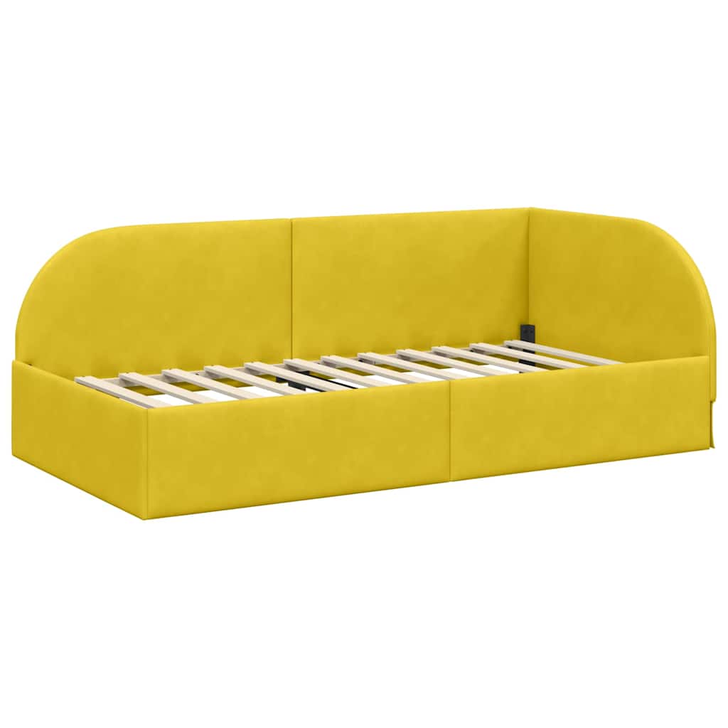 Cornice del letto ad angolo Giallo 90 cm x 200 cm Velluto | homemem39