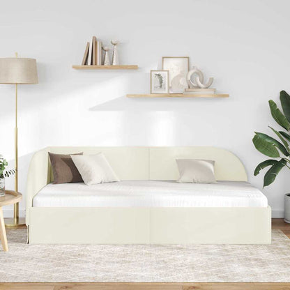Cornice del letto ad angolo Crema 90 cm x 200 cm Velluto | homemem39