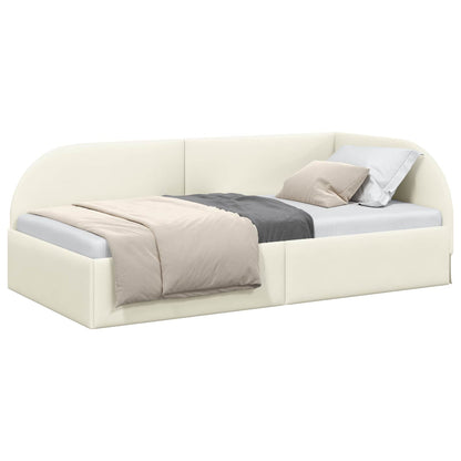 Cornice del letto ad angolo Crema 90 cm x 200 cm Velluto | homemem39