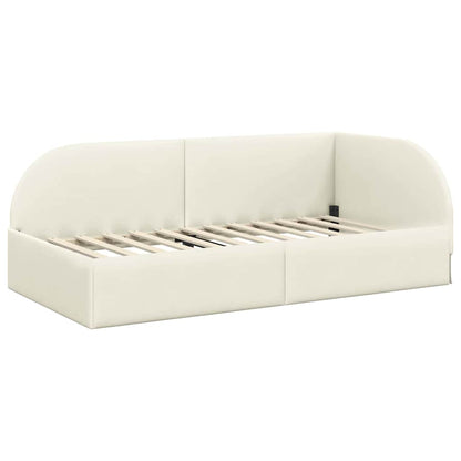 Cornice del letto ad angolo Crema 90 cm x 200 cm Velluto | homemem39