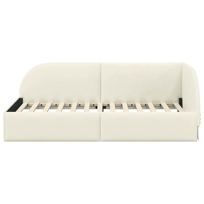 Cornice del letto ad angolo Crema 90 cm x 200 cm Velluto | homemem39
