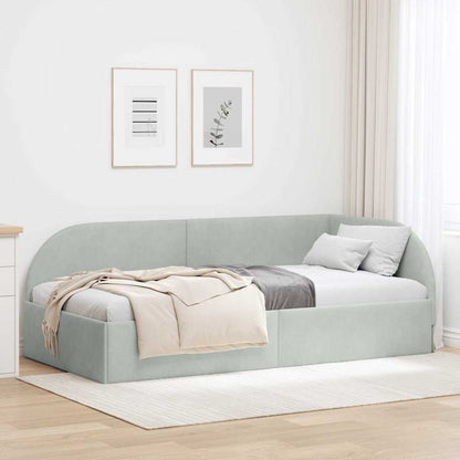 Cornice del letto ad angolo Grigio chiaro 100 cm x 200 cm | homemem39