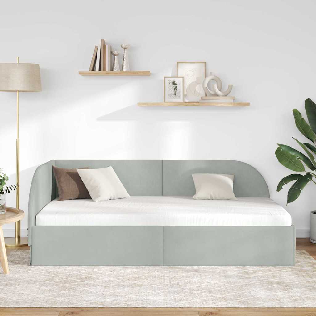 Cornice del letto ad angolo Grigio chiaro 100 cm x 200 cm | homemem39