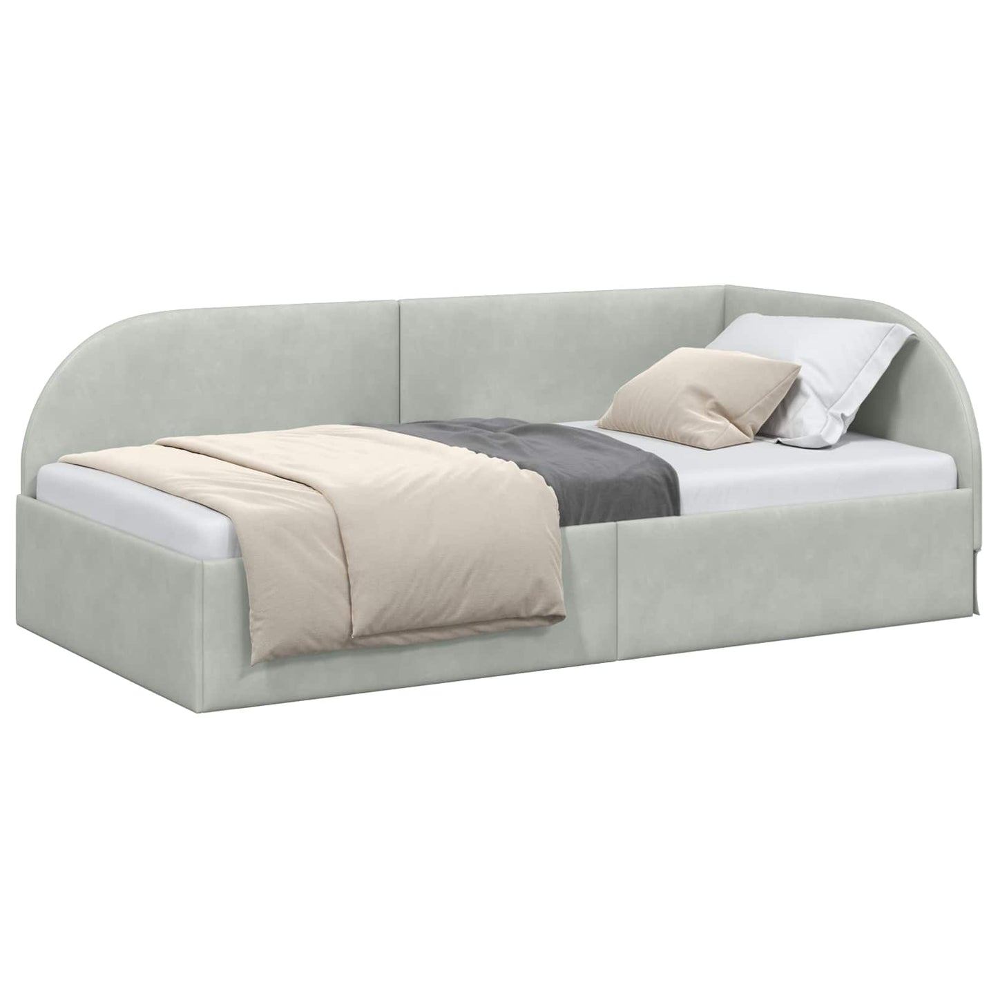 Cornice del letto ad angolo Grigio chiaro 100 cm x 200 cm | homemem39