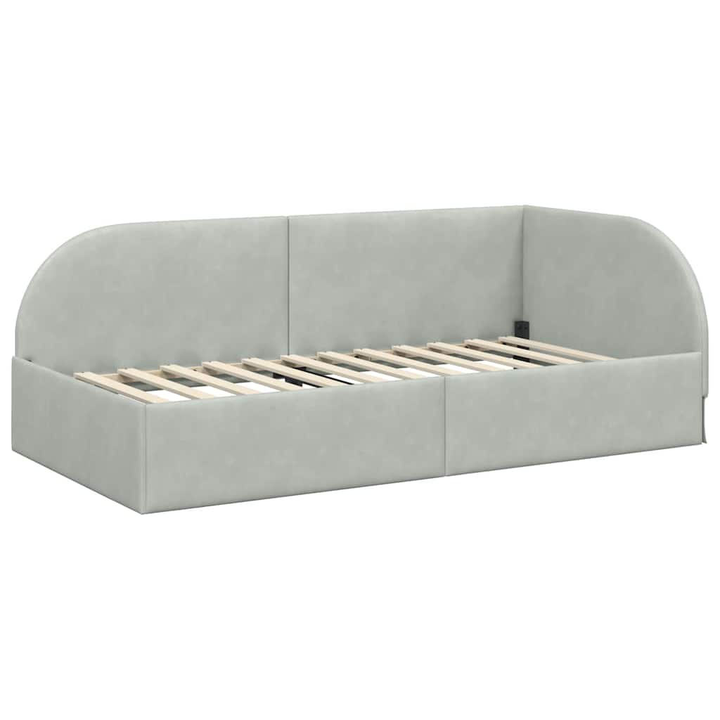 Cornice del letto ad angolo Grigio chiaro 100 cm x 200 cm | homemem39