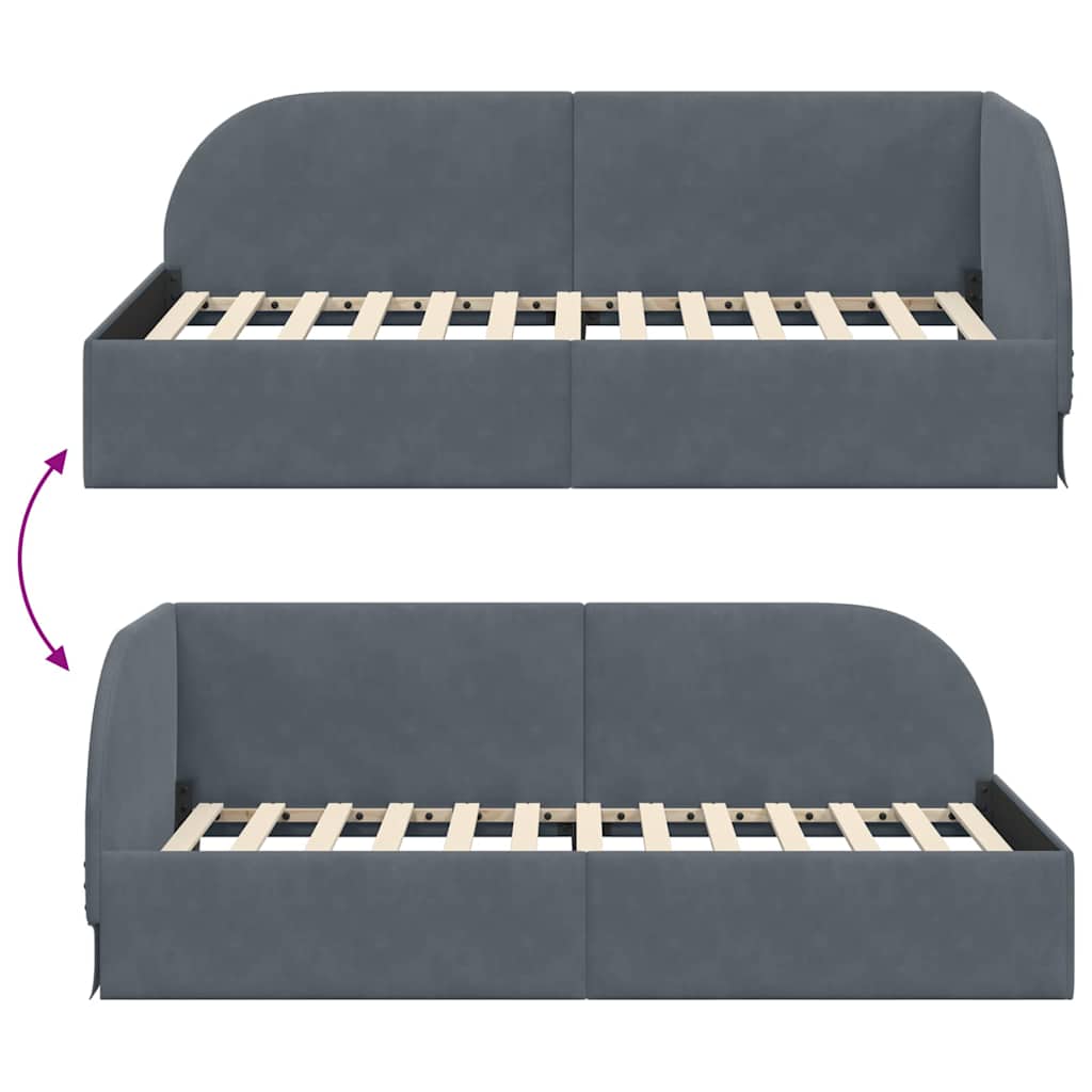 Cornice del letto ad angolo Grigio scuro 100 cm x 200 cm | homemem39