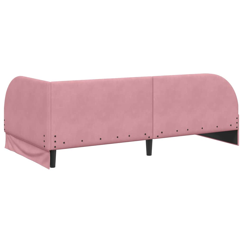 Cornice del letto ad angolo Rosa 100 x 200 cm Velluto