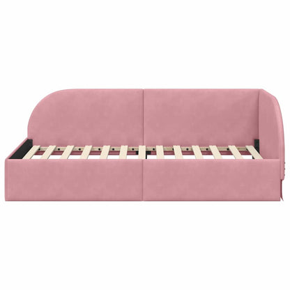 Cornice del letto ad angolo Rosa 100 x 200 cm Velluto
