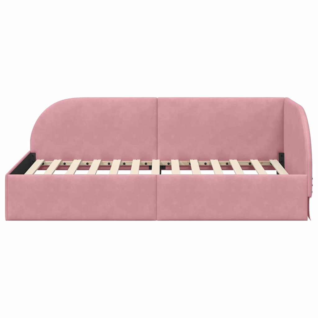 Cornice del letto ad angolo Rosa 100 cm x 200 cm Velluto