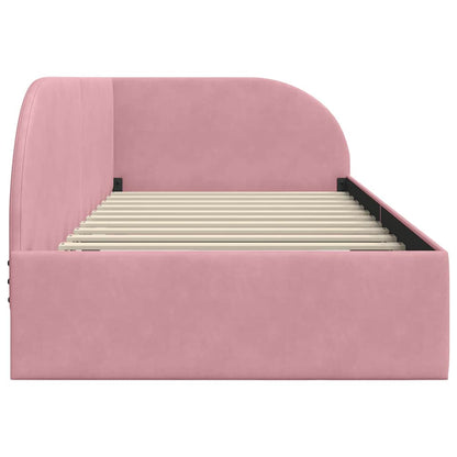 Cornice del letto ad angolo Rosa 100 x 200 cm Velluto
