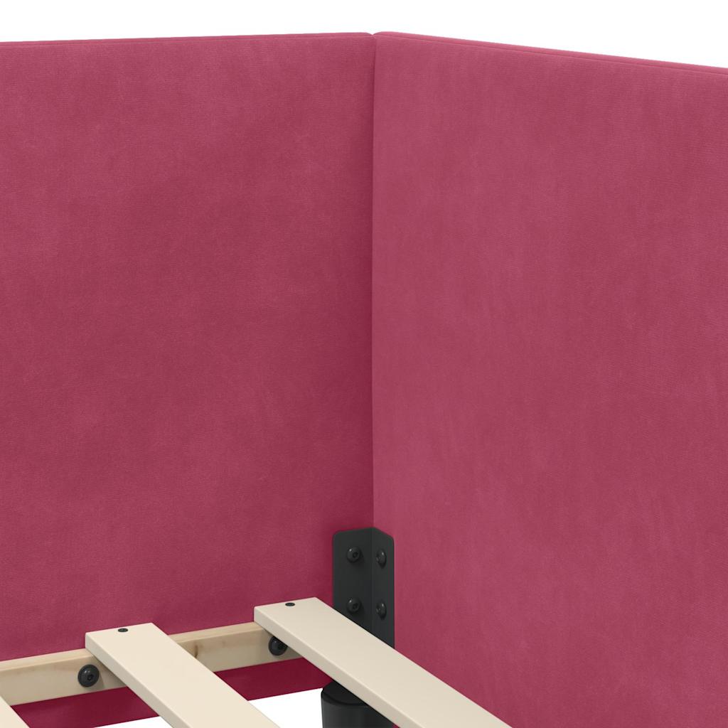 Cornice del letto ad angolo Rosso vino 100 x 200 cm Velluto
