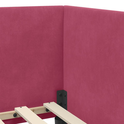 Cornice del letto ad angolo Rosso vino 100 x 200 cm Velluto