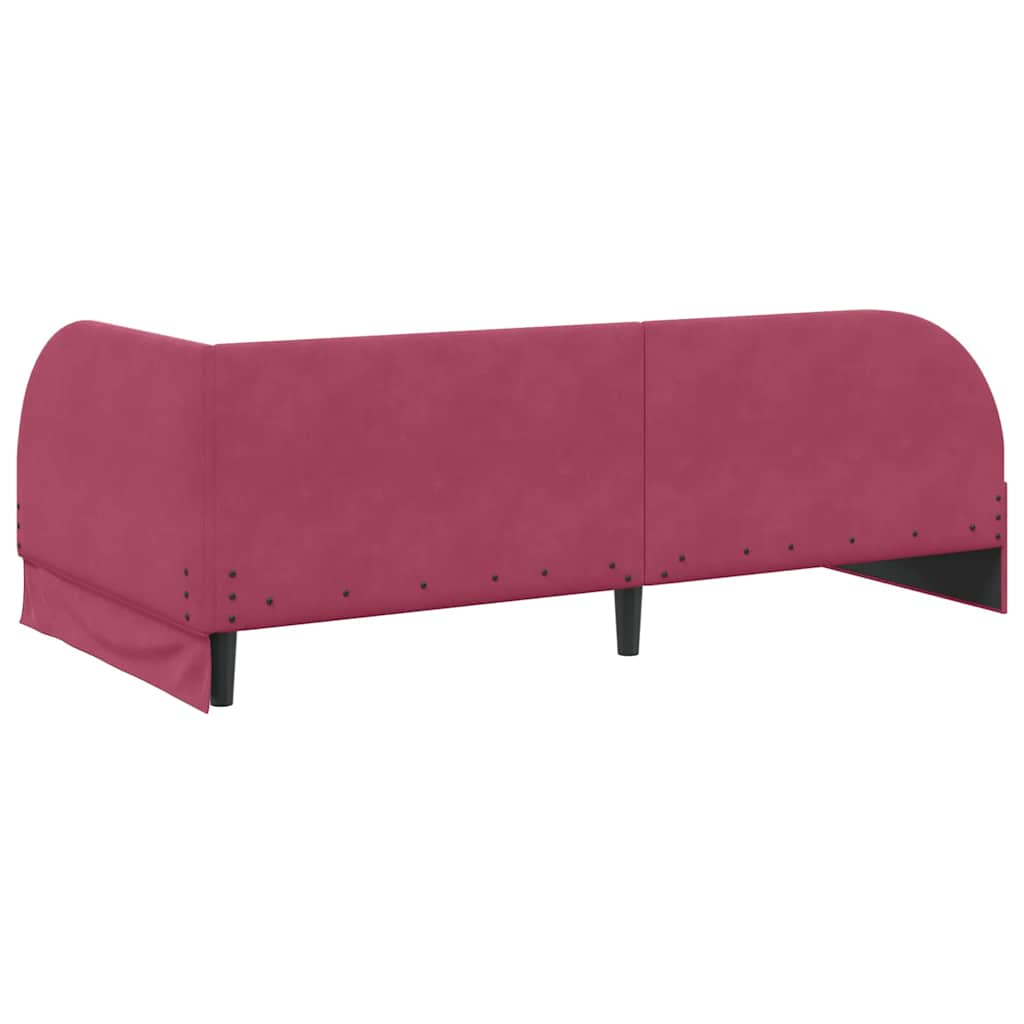 Cornice del letto ad angolo Rosso vino 100 x 200 cm Velluto