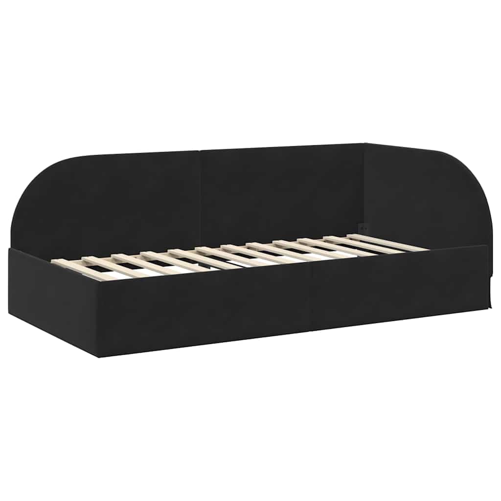 Cornice del letto ad angolo Nero 100 cm x 200 cm Velluto | homemem39