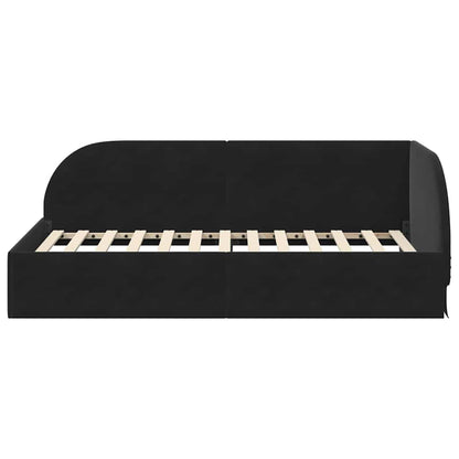 Cornice del letto ad angolo Nero 100 cm x 200 cm Velluto | homemem39