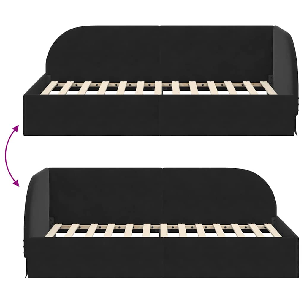 Cornice del letto ad angolo Nero 100 cm x 200 cm Velluto | homemem39
