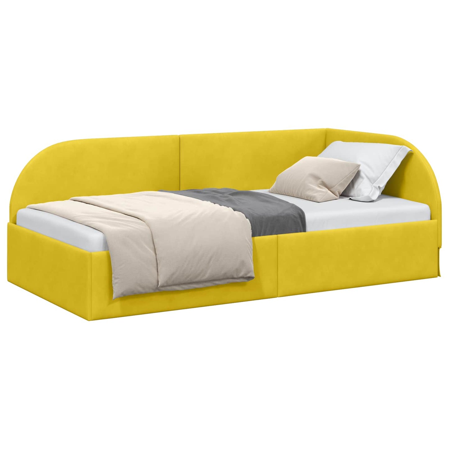 Cornice del letto ad angolo Giallo 100 cm x 200 cm Velluto