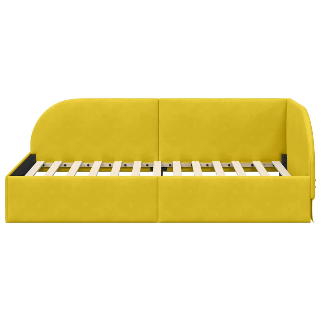 Cornice del letto ad angolo Giallo 100 cm x 200 cm Velluto