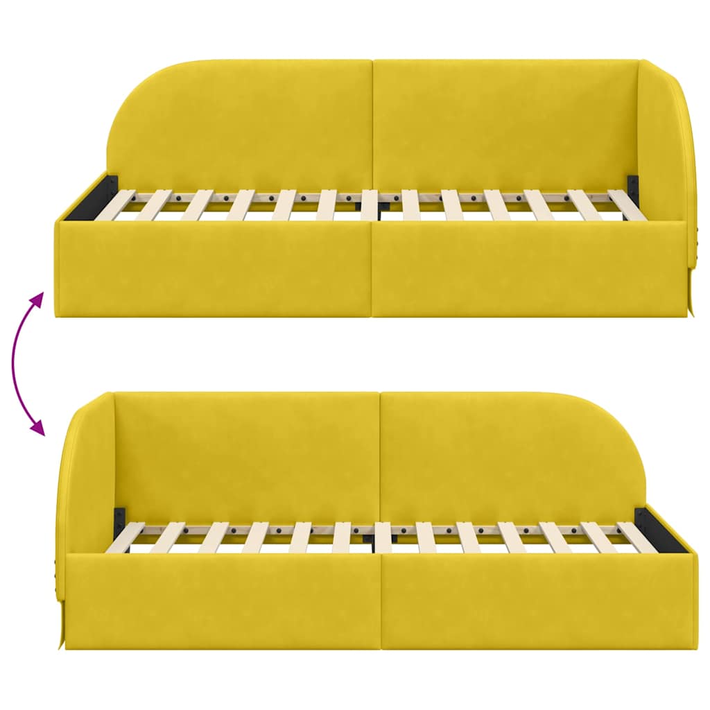 Cornice del letto ad angolo Giallo 100 cm x 200 cm Velluto