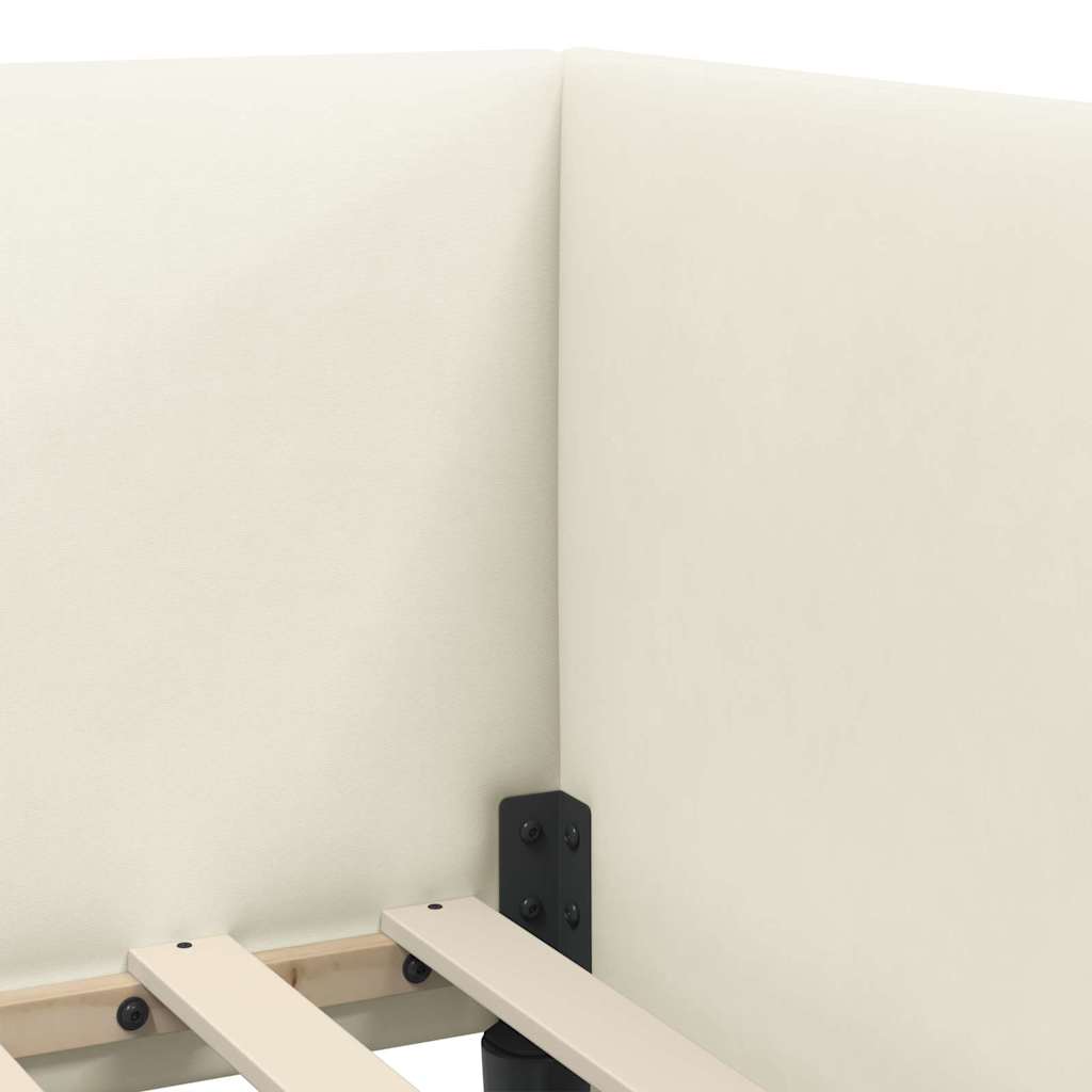 Cornice del letto ad angolo Crema 100 x 200 cm Velluto