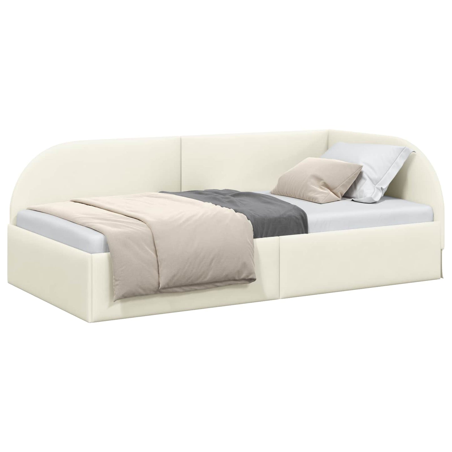 Cornice del letto ad angolo Crema 100 cm x 200 cm Velluto | homemem39