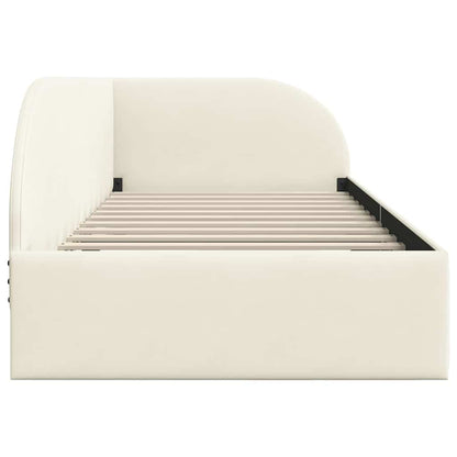 Cornice del letto ad angolo Crema 100 x 200 cm Velluto