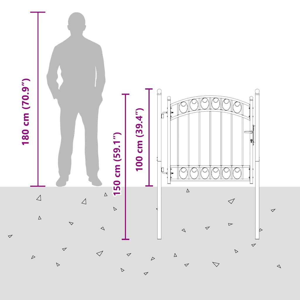 Cancello per recinzione con blocco Grigio 100 x 100 cm