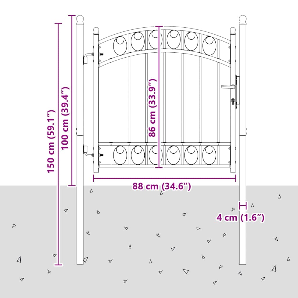 Cancello per recinzione con blocco Grigio 100 x 100 cm