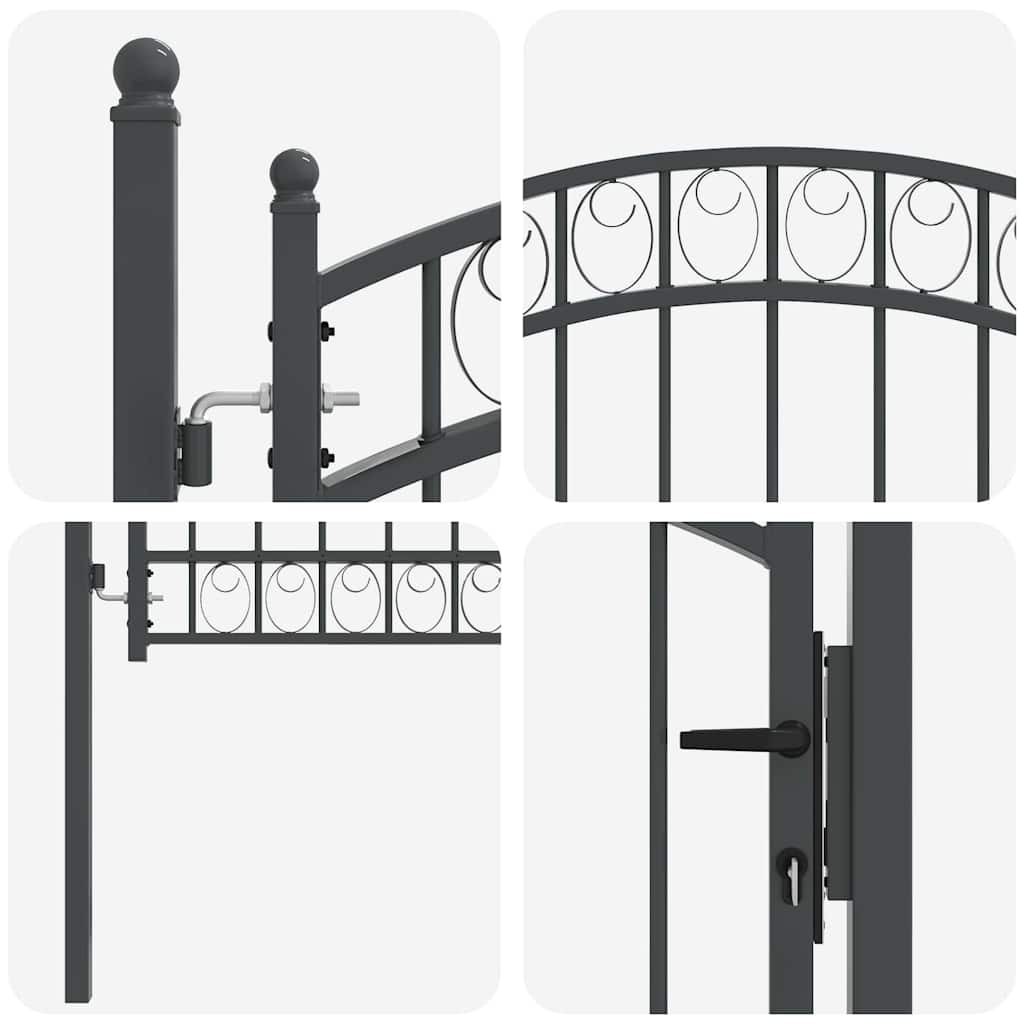 Cancello per recinzione con blocco Grigio 125 x 100 cm