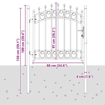 Cancello della recinzione con punte Grigio 100 x 100 cm