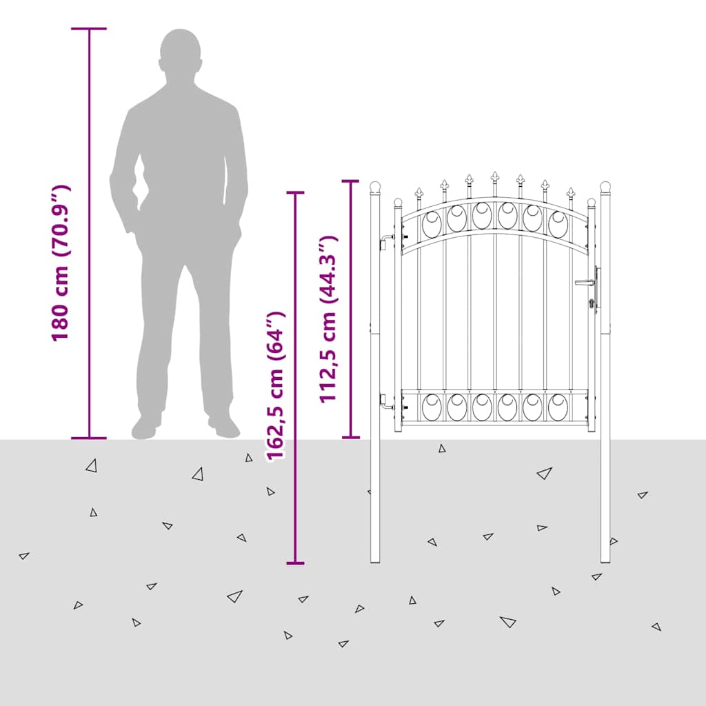 Cancello della recinzione con punte Grigio 125 x 100 cm